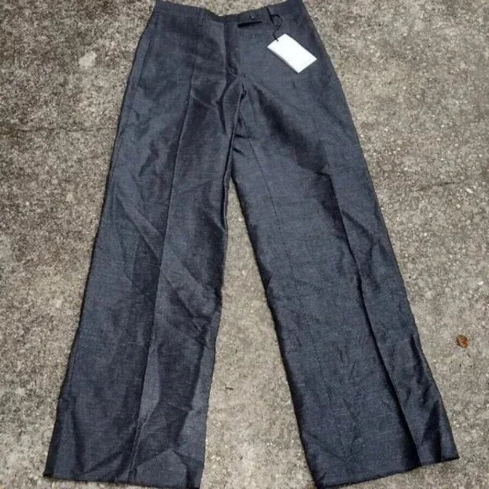 Salvatore Ferragamo Linen Blend Dress Pants Blue Gray High Rise - Picture 2 of 8
